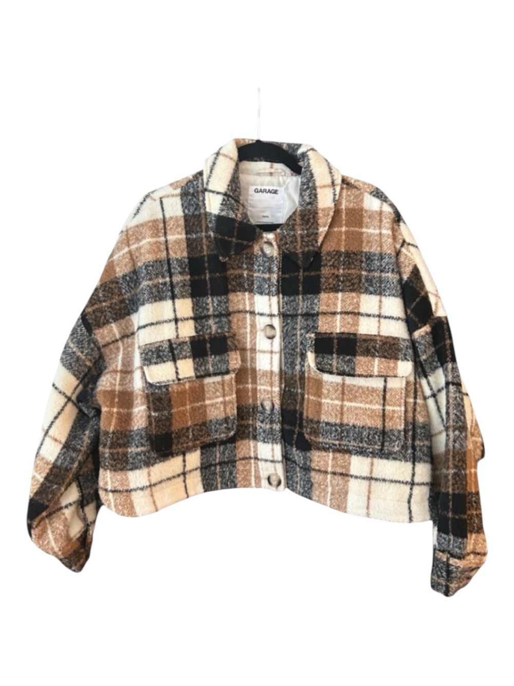 Garage Oversized Cropped Plaid Shacket Shirt Jacket Size XL